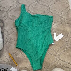 Milly Green One-Shoulder Swim Bodysuit